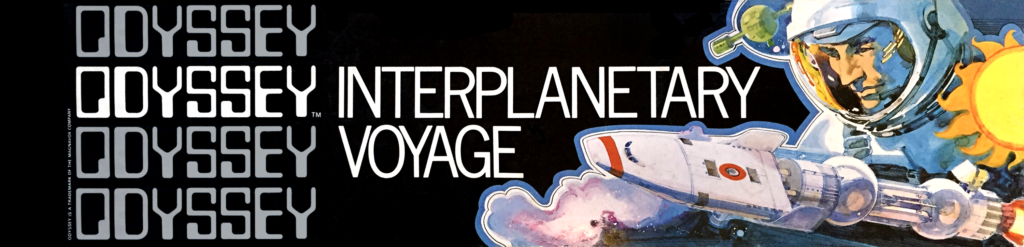 A box for Odyssey Interplanetary Voyage with a large spaceman looking over a small spaceship.