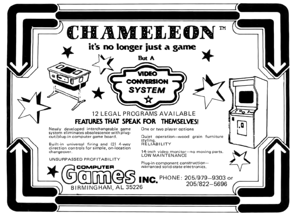 An ad for "Chameleon: it's no longer just a game, but a Video Conversion System."