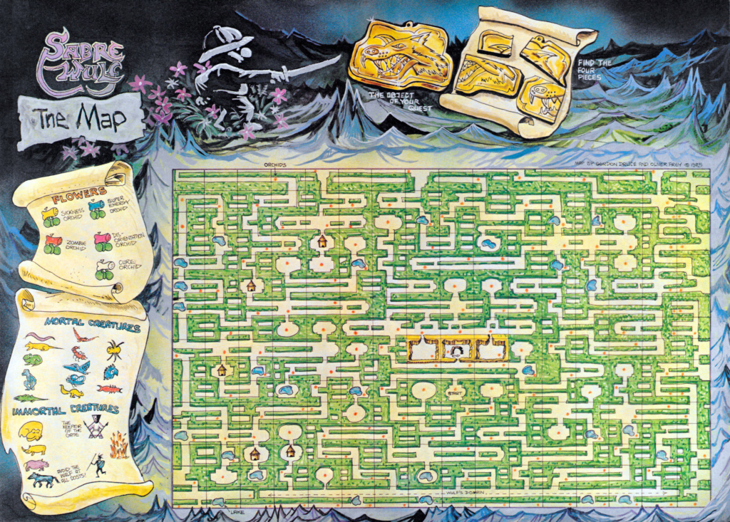 Large map of the maze in Sabre Wulf.