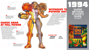 Purple hair Samus as she appeared in the Player's Guide and in Nintendo Power.